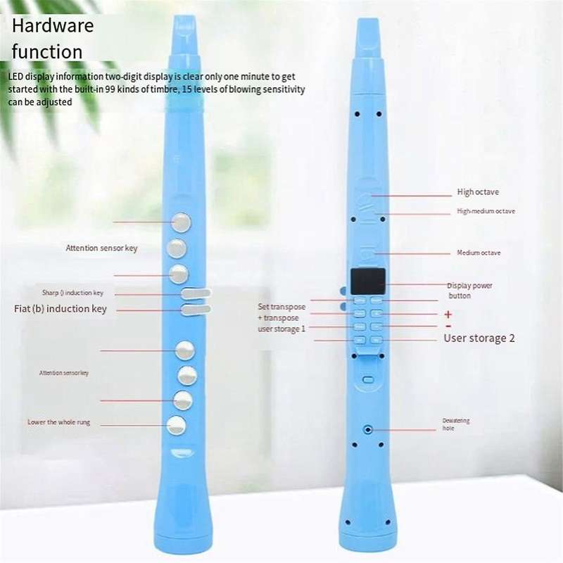 S58 Electric Saxophone Flute Double Fingering Technique Electronic Flute 99 Tones Saxophone Wind Sax
