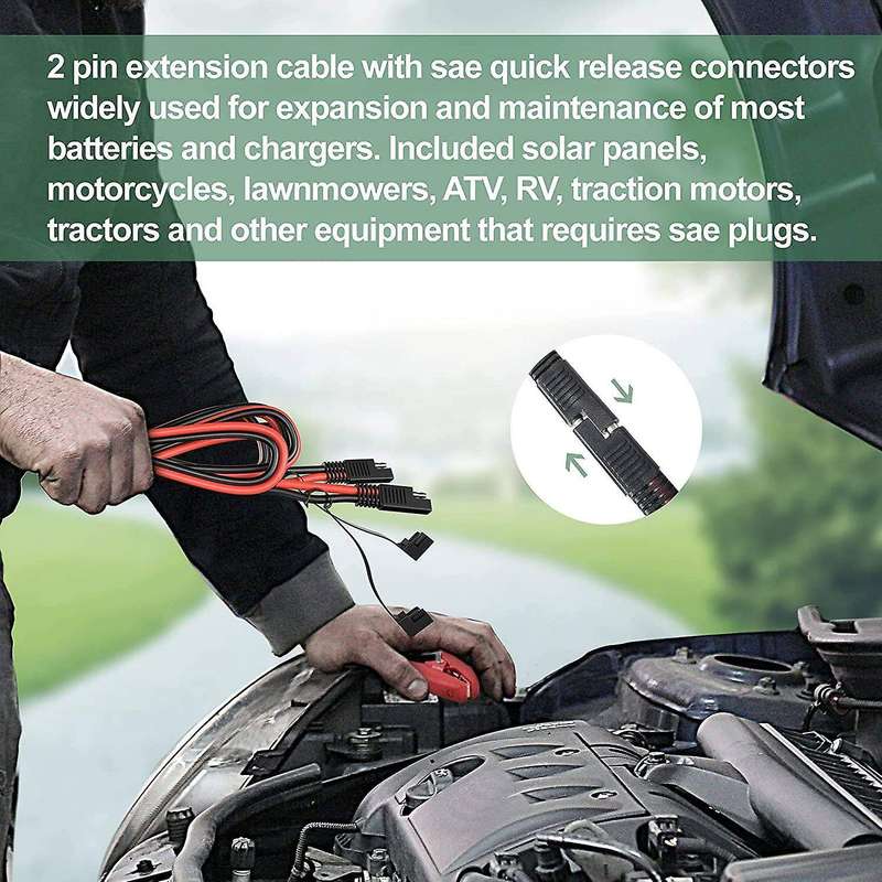 SAE Extension Cable 3FT 10AWG SAE to SAE Quick Disconnect Connector for Solar Panel Battery Motorcyc