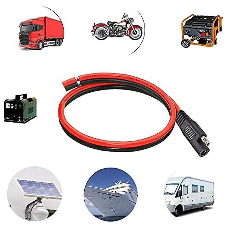 SAE Connector Extension Cable,10AWG Solar Panel SAE Plug with 1FT 2 Pin SAE Quick Connector.(2 Pack