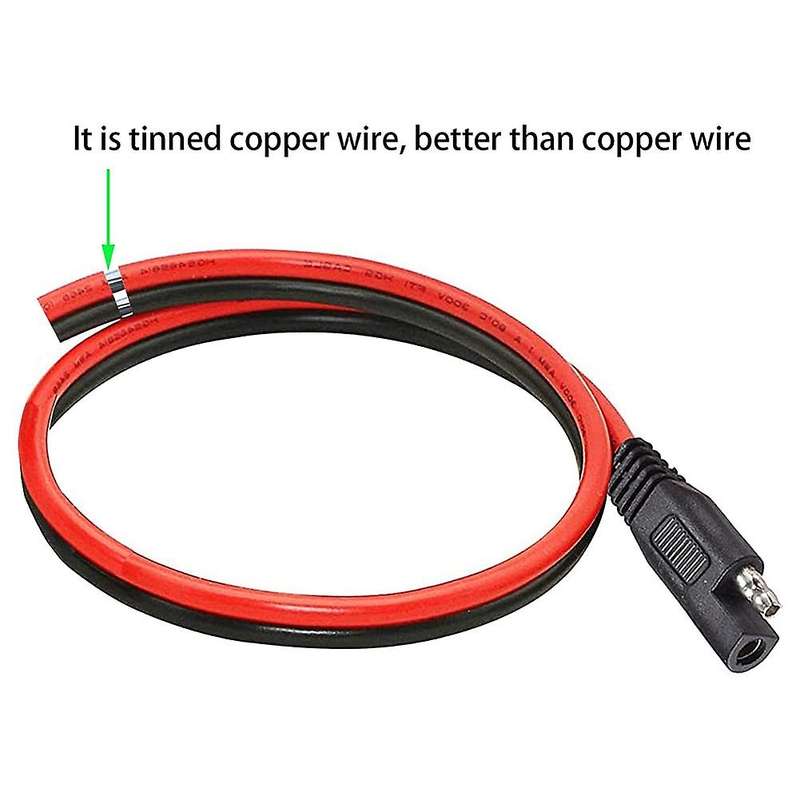 SAE Connector Extension Cable,10AWG Solar Panel SAE Plug with 1FT 2 Pin SAE Quick Connector.(2 Pack