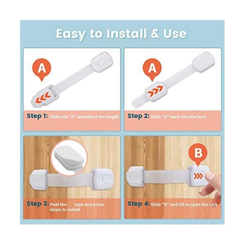 Safety Strap Locks for Fridge,cabinets and More,toilet Adjustable Strap,no Drilling Required,easy I