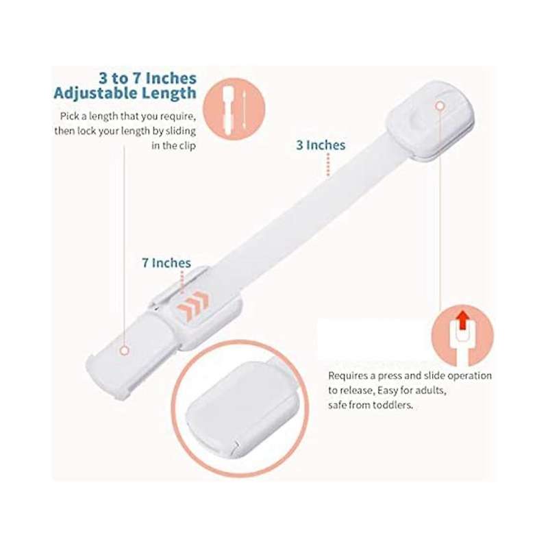 Safety Strap Locks for Fridge,cabinets and More,toilet Adjustable Strap,no Drilling Required,easy I