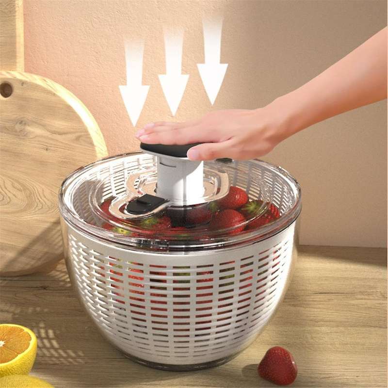 Salad Spinner Lettuce Dryer 1-handed Easy Press Larg Vegetable Dryer Salad Mixer for Greens, Herbs,