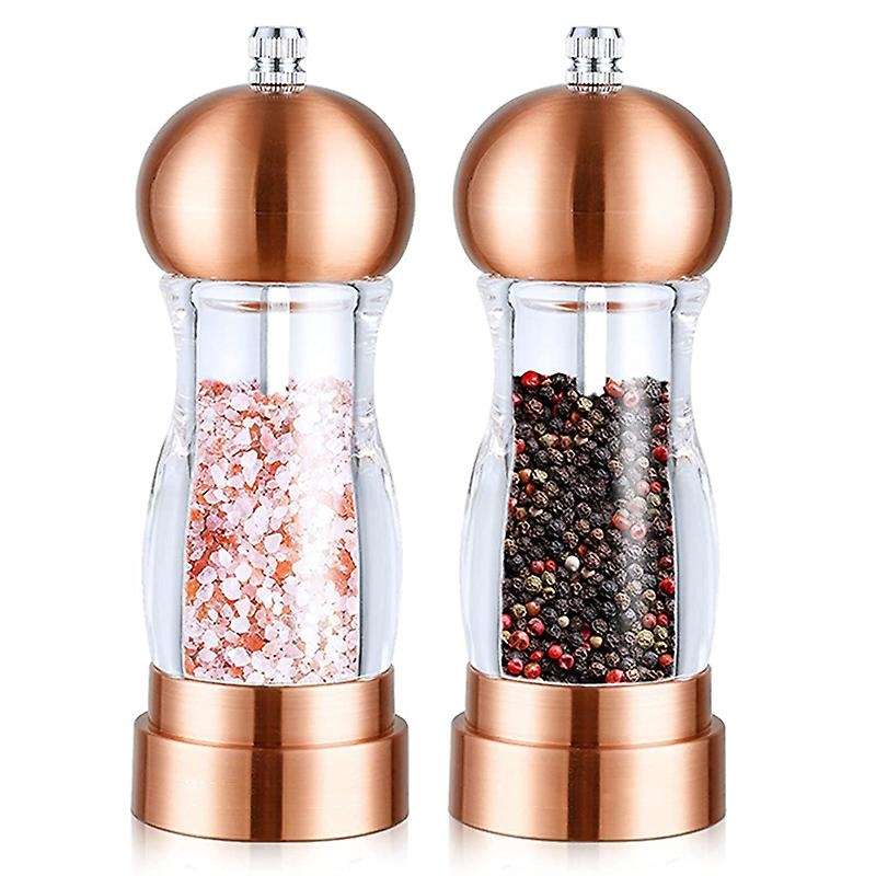 Salt and Pepper Grinder with Ceramic Rotor Refillable Acrylic Pepper Mill Set Easy to Adjust the Coa