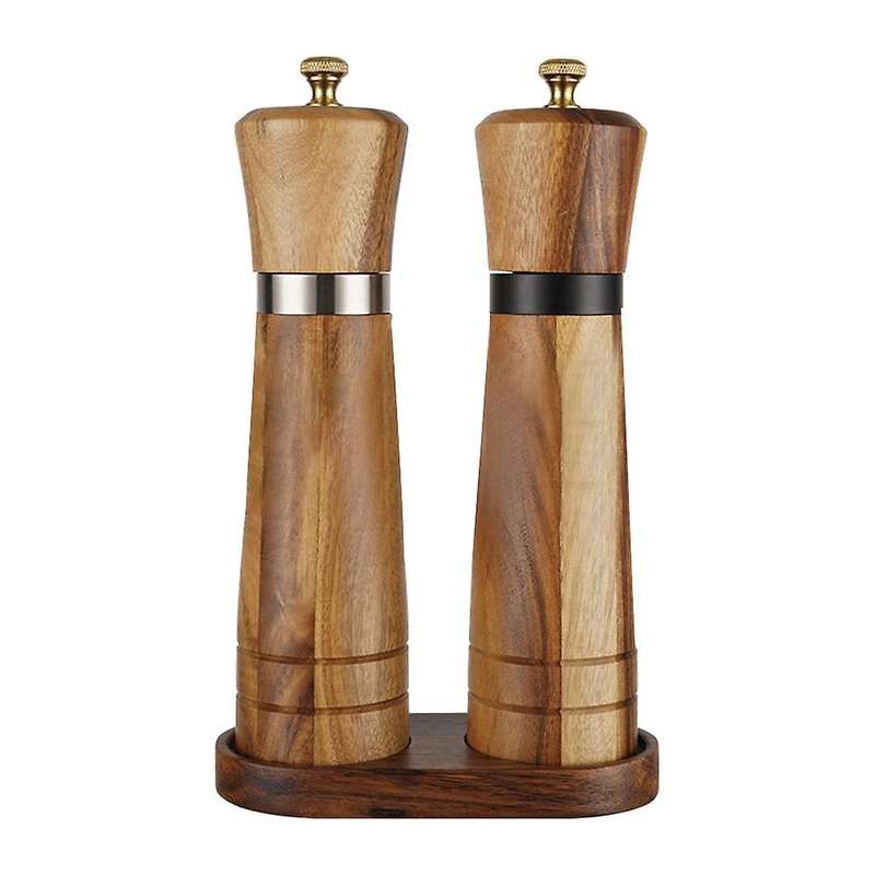Salt and Pepper Grinder Set,Wooden Salt and Pepper Mill Shaker Easy Adjustable Ceramic Coarseness R