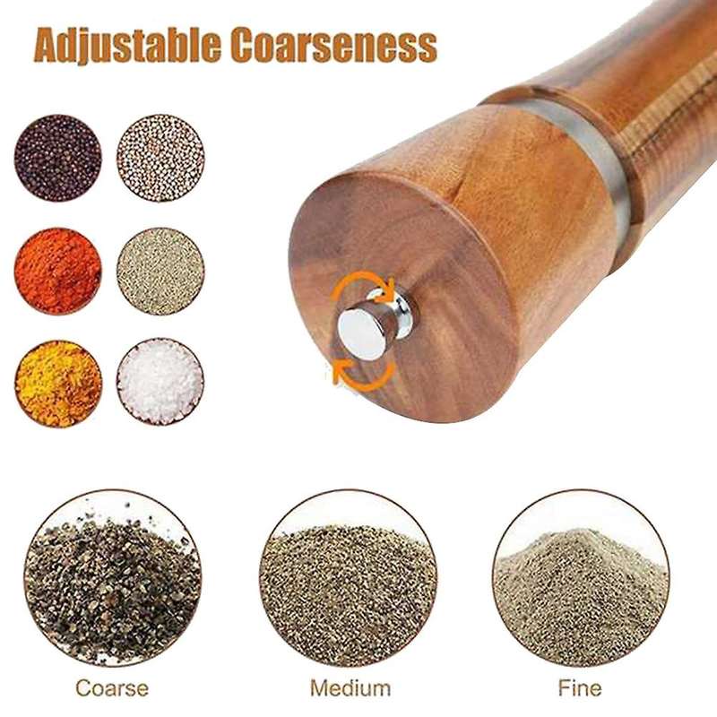 Salt and Pepper Grinder Set,Wooden Salt and Pepper Mill Shaker Easy Adjustable Ceramic Coarseness R