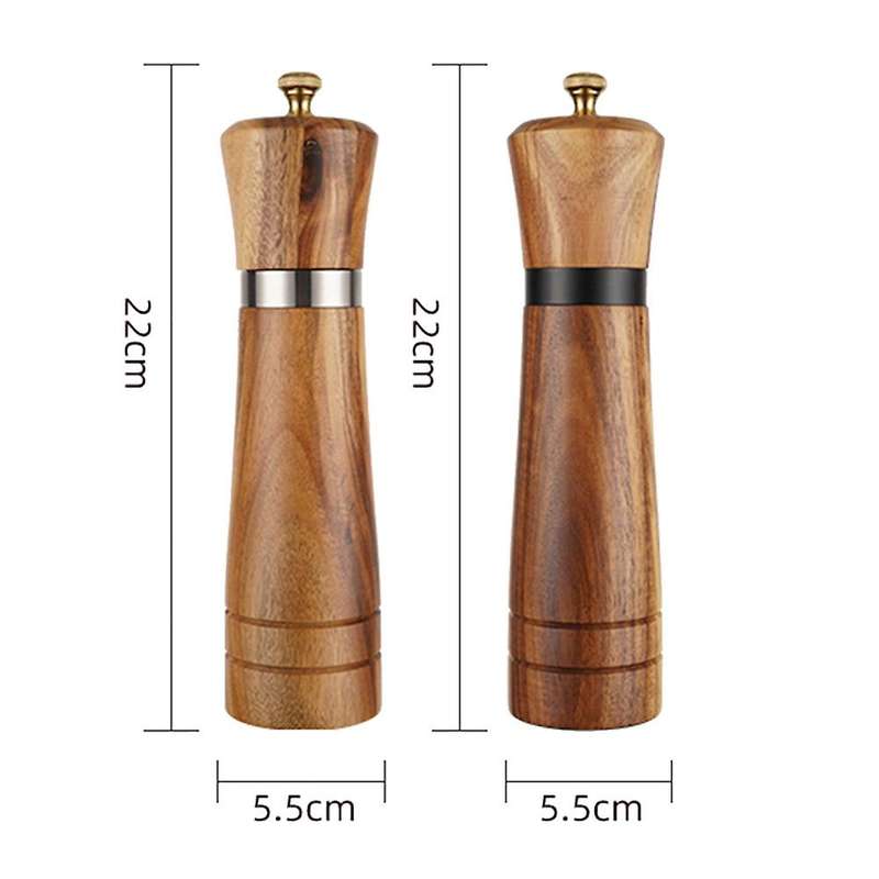 Salt and Pepper Grinder Set,Wooden Salt and Pepper Mill Shaker Easy Adjustable Ceramic Coarseness R