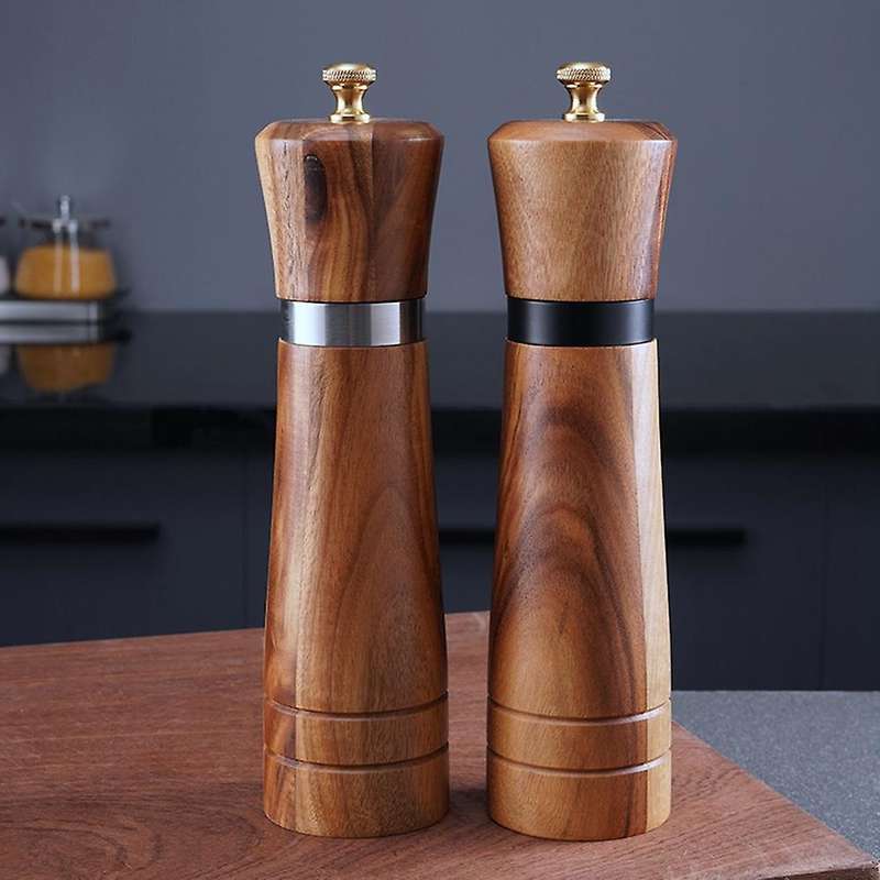 Salt and Pepper Grinder Set,Wooden Salt and Pepper Mill Shaker Easy Adjustable Ceramic Coarseness R
