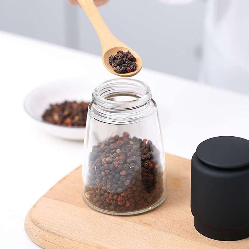 Salt and Pepper Grinder Set, Manual Pepper Abrader Mill with Glass Bottle Adjustable Coarseness Shak