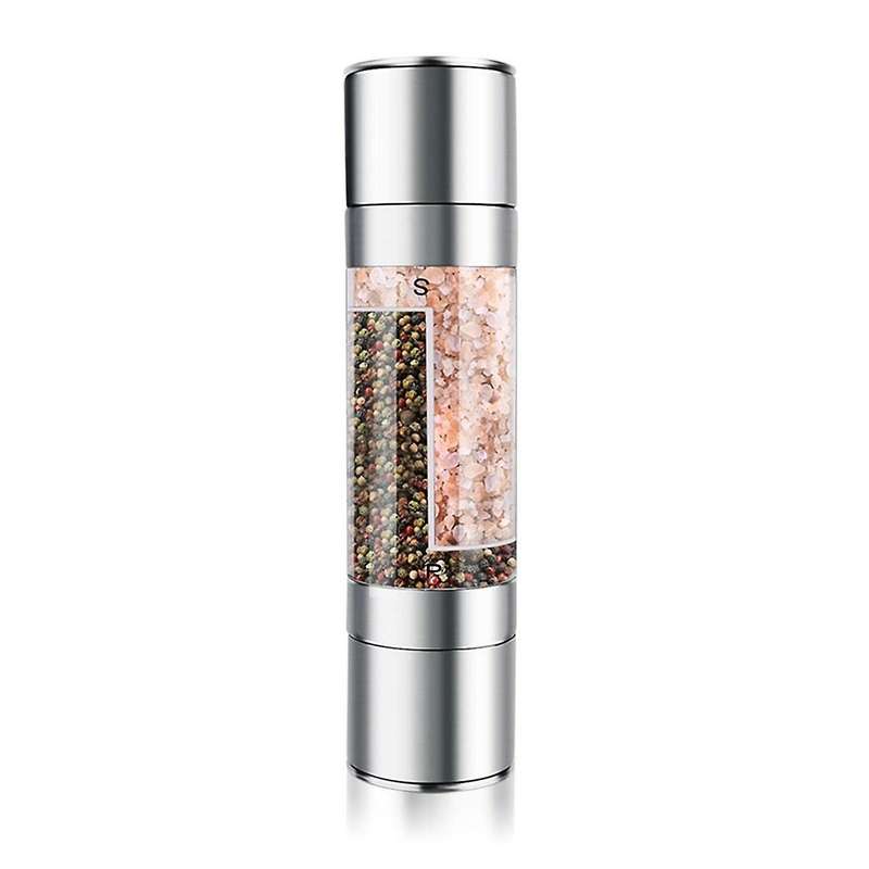 Salt and Pepper Grinder - 2 In 1 Manual Stainless Steel Salt Pepper Mill Herb Spice Grinder Shakers