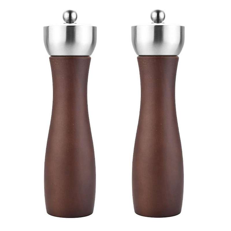 Salt and Pepper Grinder Set - Wooden Salt and Pepper Mill Shaker Easy Adjustable Refillable Salt and