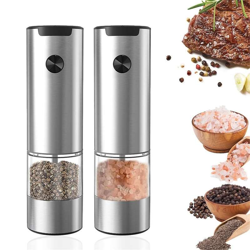 Salt and Pepper Mill Electric Set Of 2 with Base, Adjustable Coarseness Spice Mill, Automatic Grindi