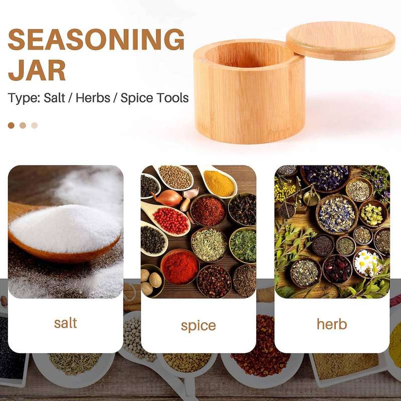 Salt Box, Bamboo Storage Box with Magnetic Swivel Lid, "salt" Engraved On Lid Engraved - "salt"