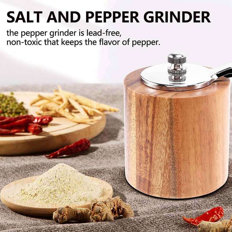 Salt and Pepper Mill, Hand Crank Wood Pepper Grinder Salt Shaker