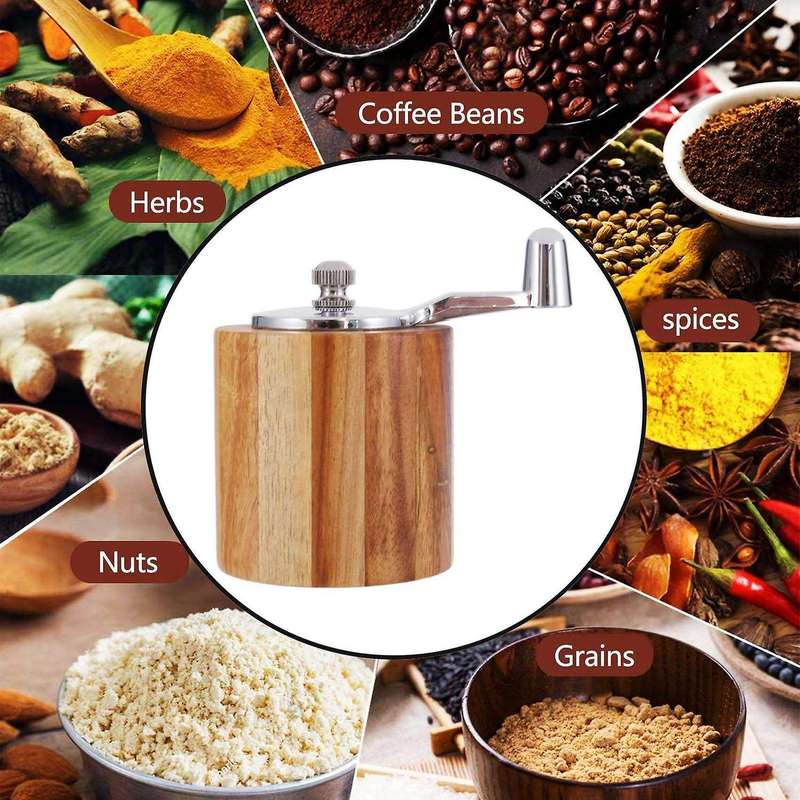 Salt and Pepper Mill, Hand Crank Wood Pepper Grinder Salt Shaker
