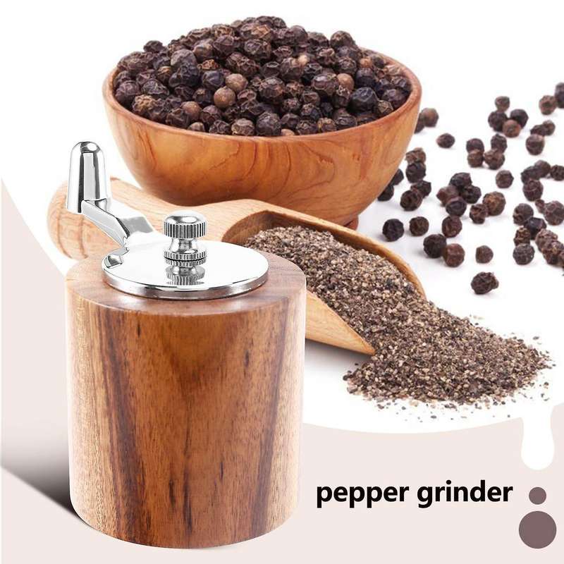 Salt and Pepper Mill, Hand Crank Wood Pepper Grinder Salt Shaker