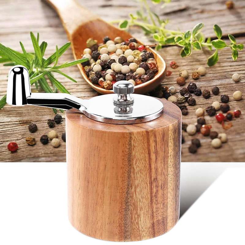 Salt and Pepper Mill, Hand Crank Wood Pepper Grinder Salt Shaker
