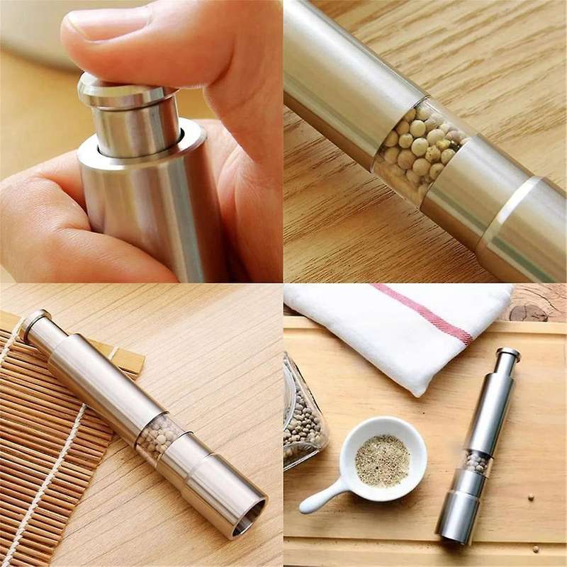 Salt Grinder and Pepper Mill Set for Pepper Sea Salt and Spices with Thumb Button for One Hand Opera