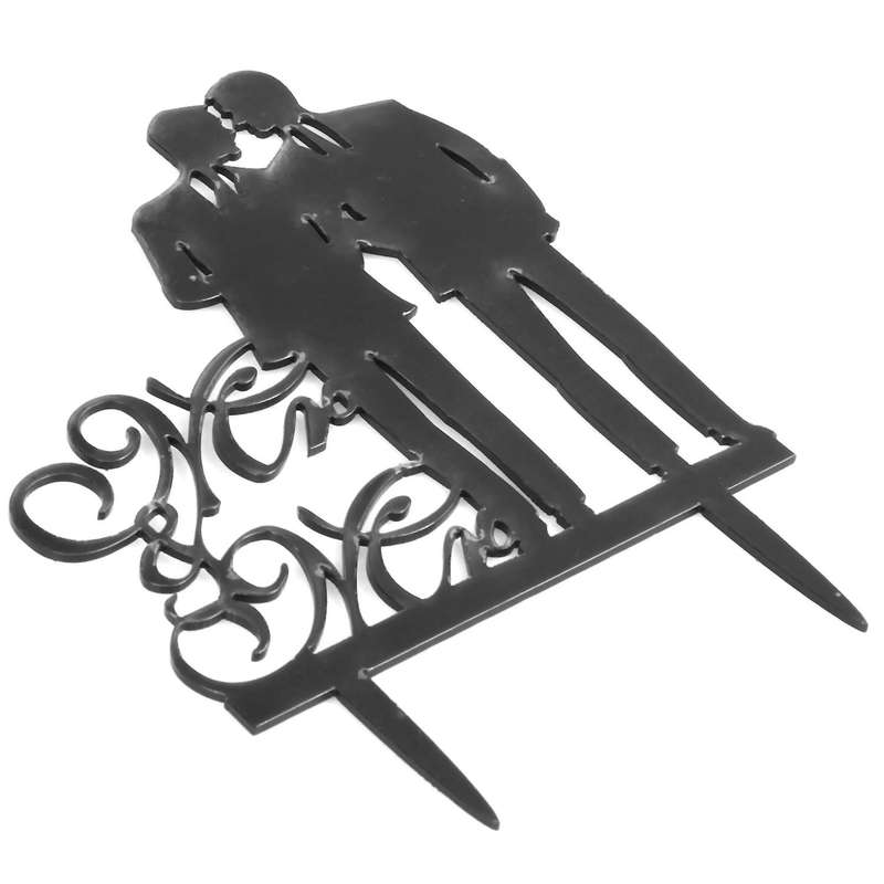 Same Sex Gay & Dog Wedding Anniverary Cake Topper (black)