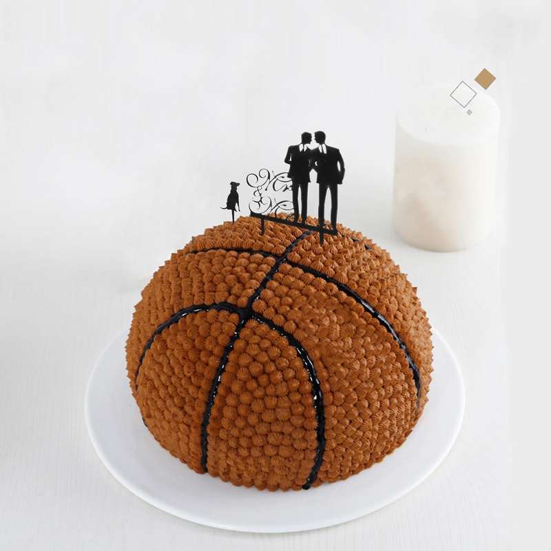 Same Sex Gay & Dog Wedding Anniverary Cake Topper (black)