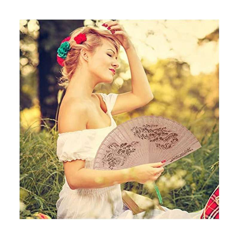 Sandalwood Folding Fan,chinese Hand Fan In Retro Style, Foldable Hand Fan for Wedding Dance Party