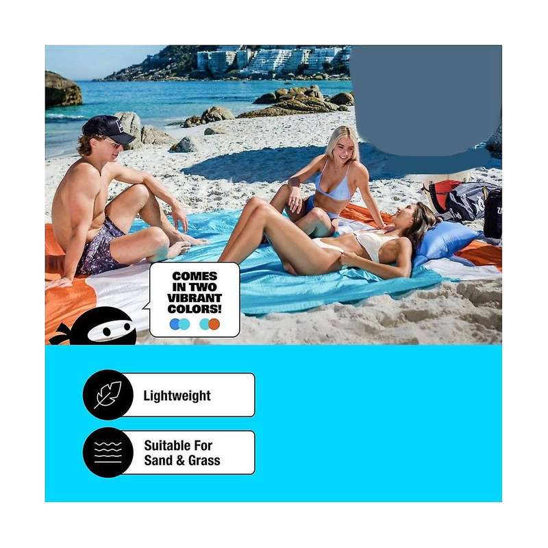 Sand Travel Beach Blanket with Pocket - 84inch X 108inch Beach Mat with Ground Stakes Portable Blan