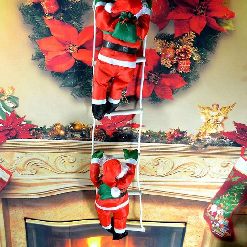 Santa Stuffed Christmas Santa Climb On Rope Hanging Pendant Adornment Santa Doll