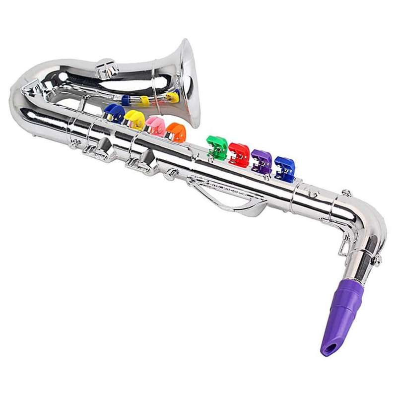 Saxophone 8 Colored Metallic Simulation Props Play Mini Wind Instruments for Children Birthday Toy