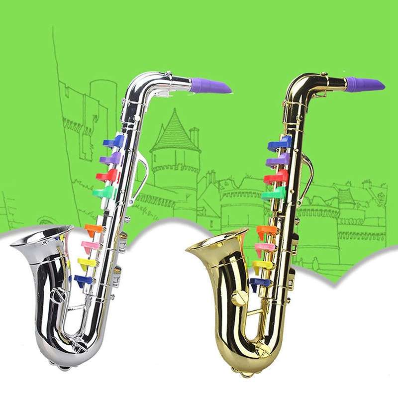 Saxophone 8 Colored Metallic Simulation Props Play Mini Wind Instruments for Children Birthday Toy