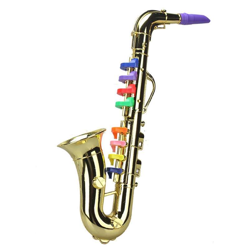 Saxophone 8 Colored Metallic Simulation Props Play Mini Wind Instruments for Children Birthday Toy