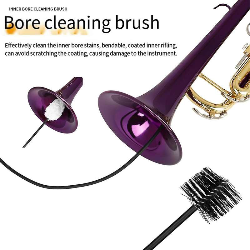 Saxophone Bent Neck Inner Cavity Double-Ended Nylon + Cotton Cleaning Brush 50cm,Wind Instrument Cav