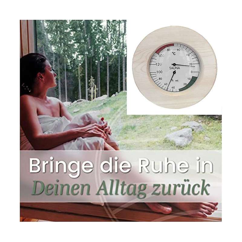 Sauna Thermometer Hygrometer Analogue Made Of Wood (, Alder Or .- Noble Sauna Accessories Set