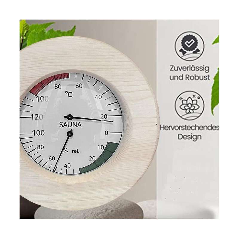 Sauna Thermometer Hygrometer Analogue Made Of Wood (, Alder Or .- Noble Sauna Accessories Set