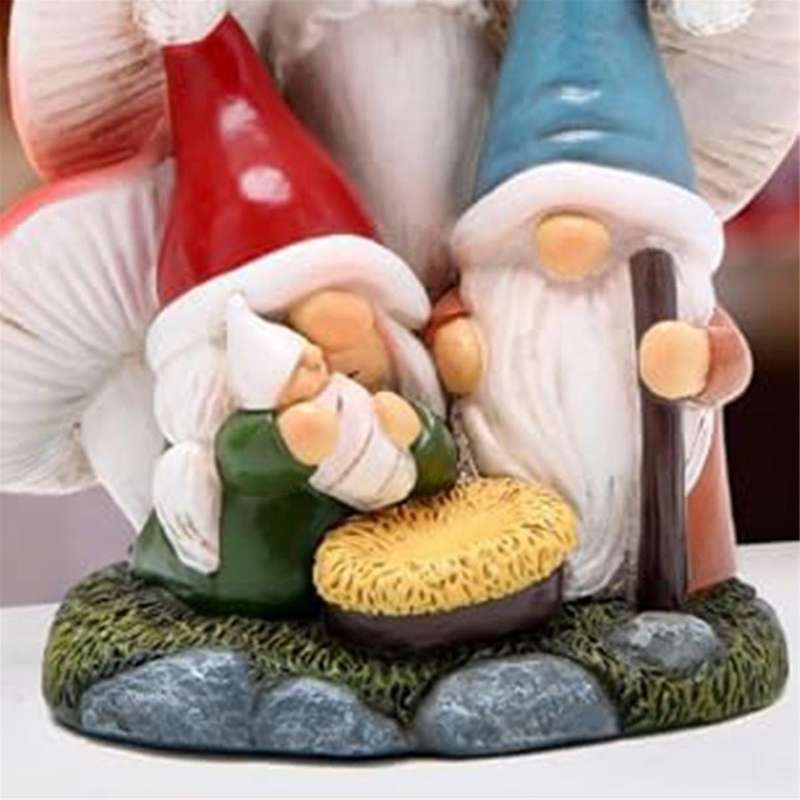 Scene Under the Mushroom Canopy Family Figurines - for Home Winter Table Decor Ornaments Gift