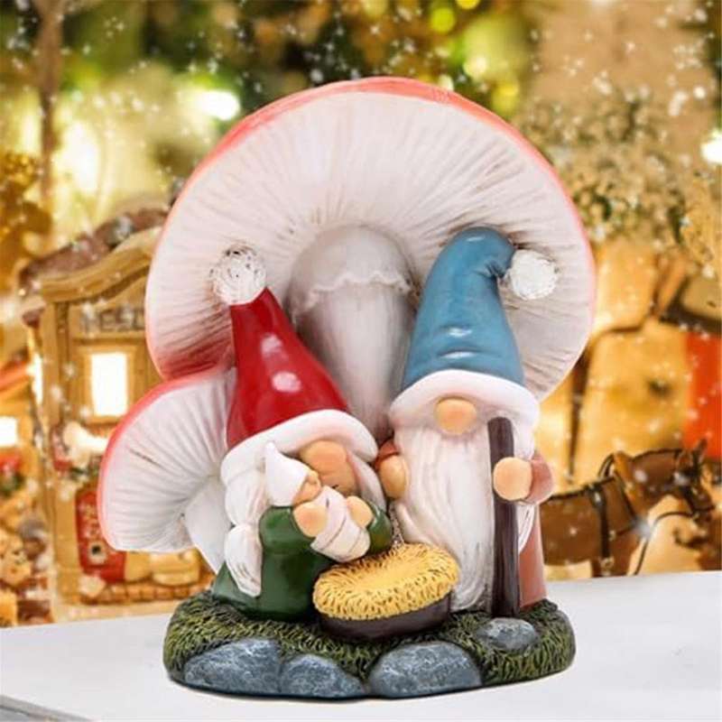 Scene Under the Mushroom Canopy Family Figurines - for Home Winter Table Decor Ornaments Gift