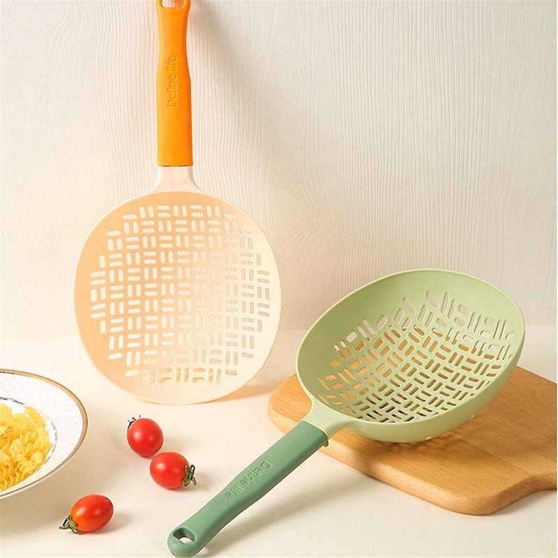 Scoop Colander,Silicone Colander Handle, Strainer Colander, Cooking Silicone Spoon, Pasta Colander