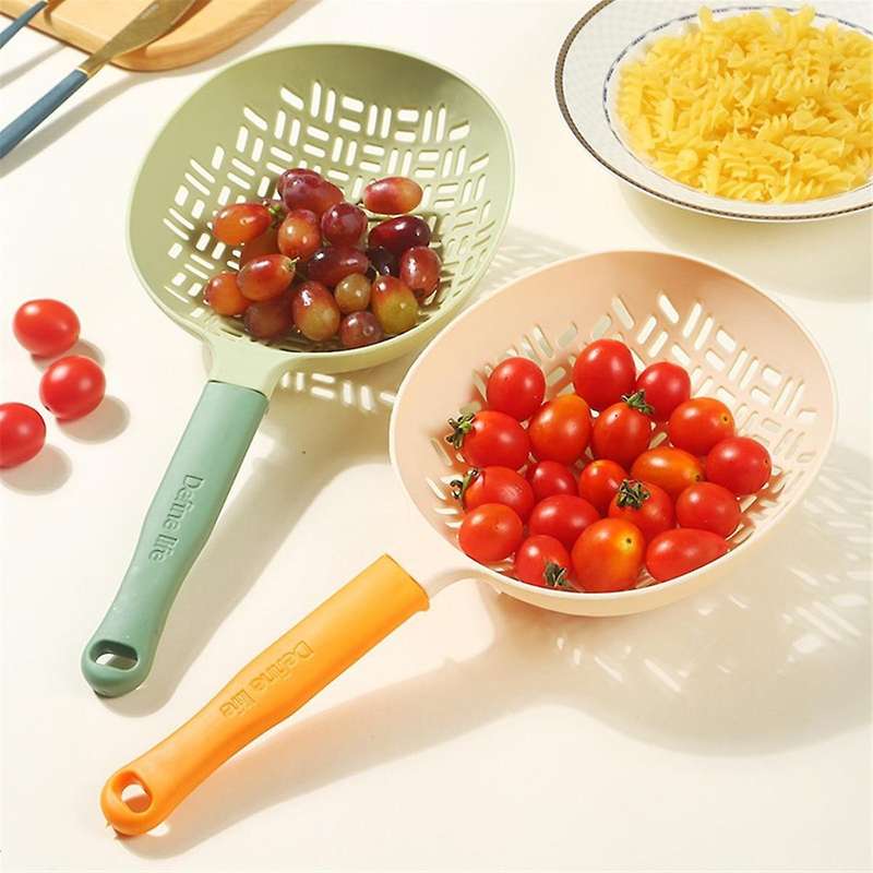 Scoop Colander,Silicone Colander Handle, Strainer Colander, Cooking Silicone Spoon, Pasta Colander