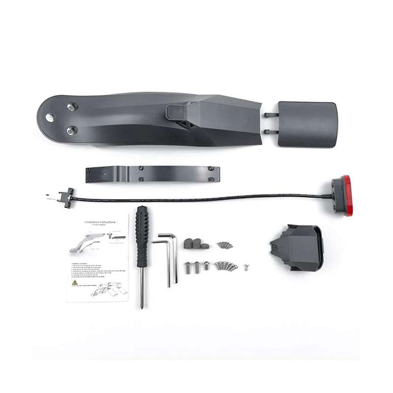 Scooter Fenders Rear Mudguard Tail Light Kit with License Plate Flap for Electric , Pro 2, Black