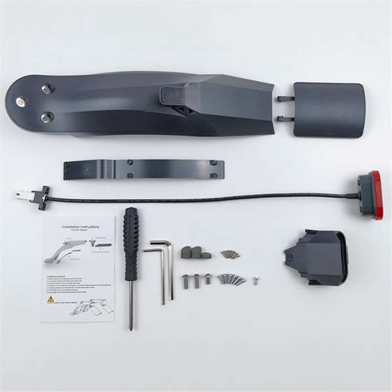 Scooter Fenders Rear Mudguard Tail Light Kit with License Plate Flap for Electric Scooters, M365/pro