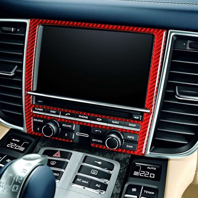 Screen Decoration Frame Panel Carbon Fiber Black Cover Trim Car Decorative Sticker for- 2010-2016