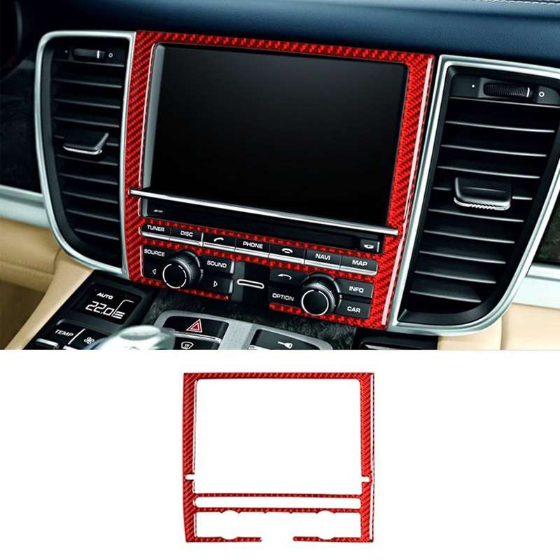 Screen Decoration Frame Panel Carbon Fiber Black Cover Trim Car Decorative Sticker for- 2010-2016