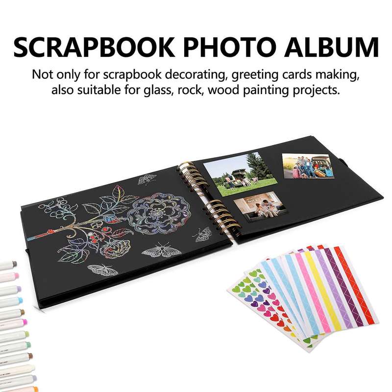 Scrapbook Photo Album with 80 /40 Sheets Hardcover Craft Diy Memory Books with Metallic Marker Pens