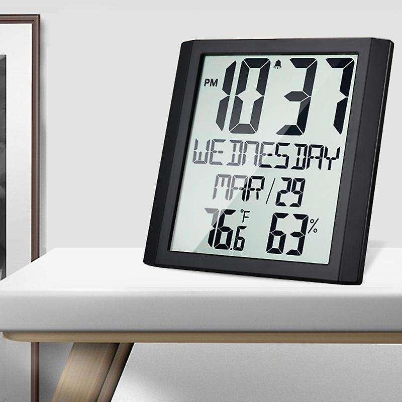 Screen Wall Clock Home Temperature and Humidity Meter Alarm Clock Living Room Digital Electronic C