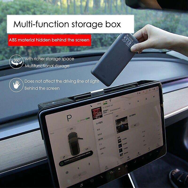 Screen Storage Box Temporary Parking Card Car Storage Box Universal Car Organizer Storage Box Charge