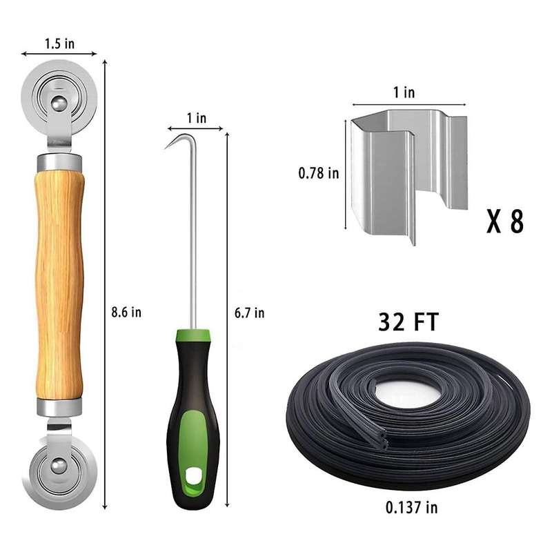 Screen Repair Kit, Screen Roller Tools,Roller with Bearing & Removal Hook & Screen Clips, Screen Sp