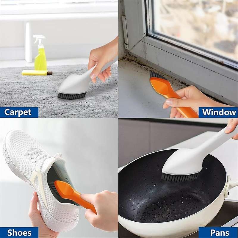 Scrub Brush for Cleaning with Long Handle, Multifunctional 3 in 1 Medium Stiff Cleaning Brush, House