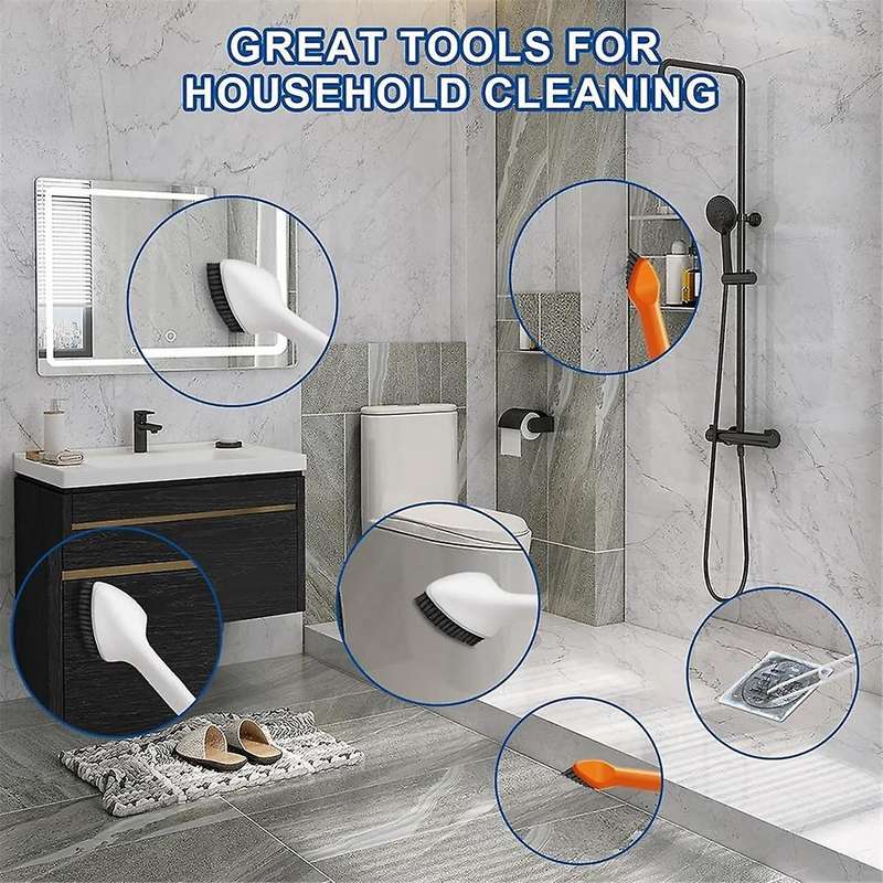 Scrub Brush for Cleaning with Long Handle, Multifunctional 3 in 1 Medium Stiff Cleaning Brush, House