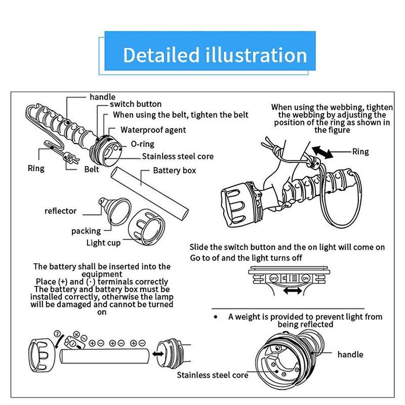 Scuba Deep Diving Light Professional Powerful Flashlight Underwater Waterproof Led Diver Light,blac