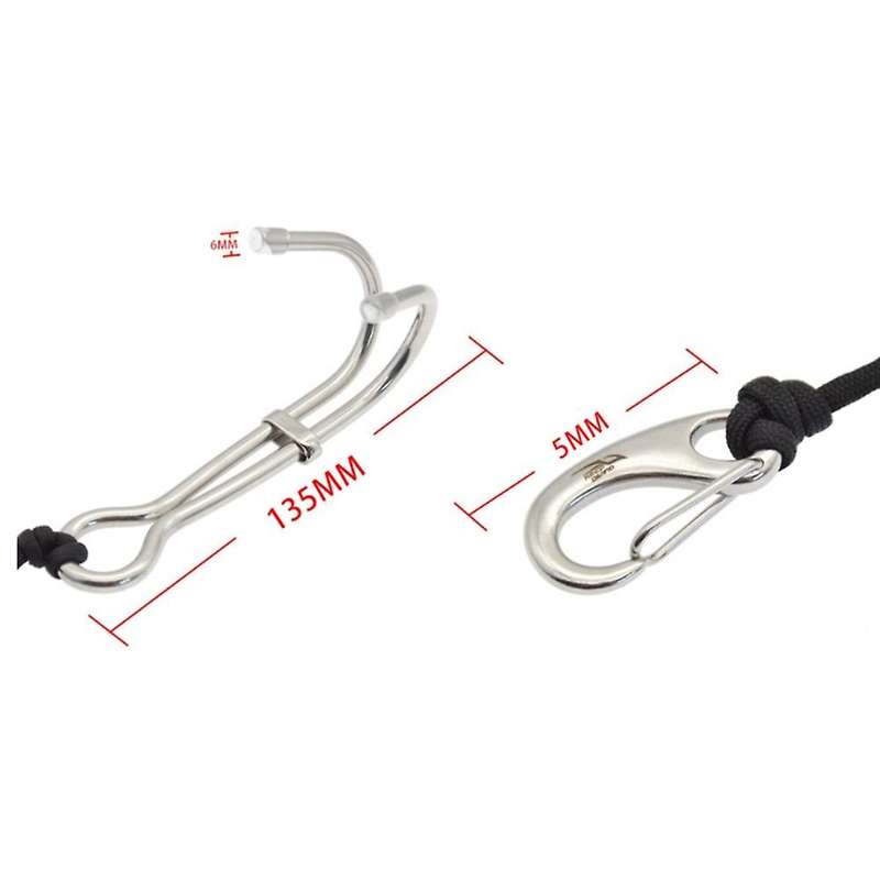 Scuba Diving Double Dual Stainless Steel Reef Drift Hook with Line and Clips Hook for Current Dive