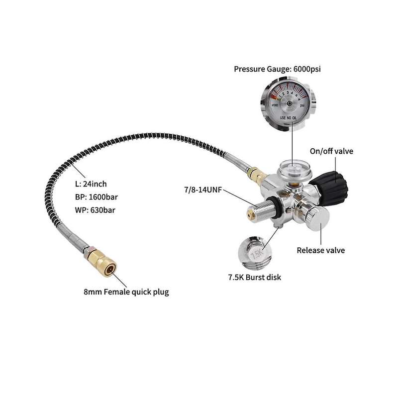 Scuba Tank Charging Valve Cylinder Air Filling Station Refill Adapter 6000psi Thread M18x1.5